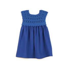 Rochiță croșetată manual cu fustă din viscoză – Albastru regal