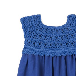 Rochiță croșetată manual cu fustă din viscoză – Albastru regal