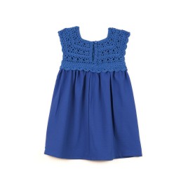 Rochiță croșetată manual cu fustă din viscoză – Albastru regal