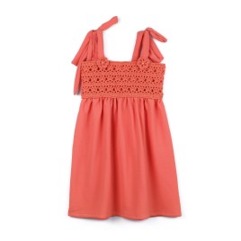 Rochiță de vară cu bust croșetat manual și fustă din viscoză - Corai