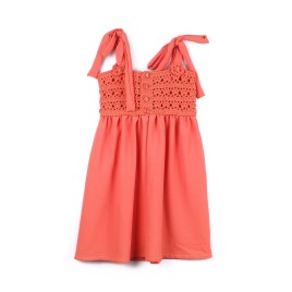 Rochiță de vară cu bust croșetat manual și fustă din viscoză - Corai