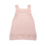 Sarafan tricotat manual din lână merino roz pudrat - Model inimioare | EVANTAI.ro