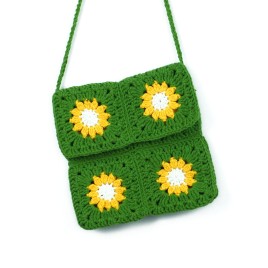 Set rochiță de vară cu bust croșetat și margarete + poșetuță – Verde