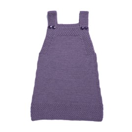 Sarafan din lână merino Violet pudrat - Tricotată manual pentru fetițe | EVANTAI.ro