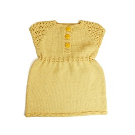 Set rochiță și cardigan din lână merino - Bej tricotat manual pentru fetițe | EVANTAI.ro