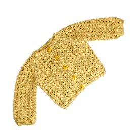 Set rochiță și cardigan din lână merino - Bej tricotat manual pentru fetițe | EVANTAI.ro